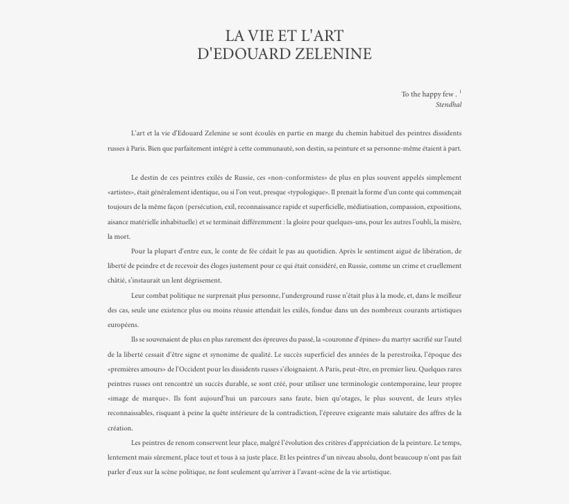 La Vie Et L'art D'edouard Zelenine To The Happy Few - Ensayo Literario, transparent png download