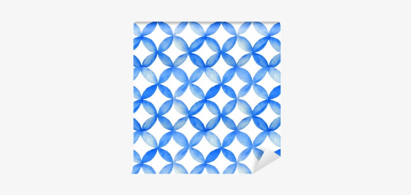 Watercolor Blue Japanese Pattern - Boho Eklektisches Blaues Krawatten-kissen Kissen, transparent png download