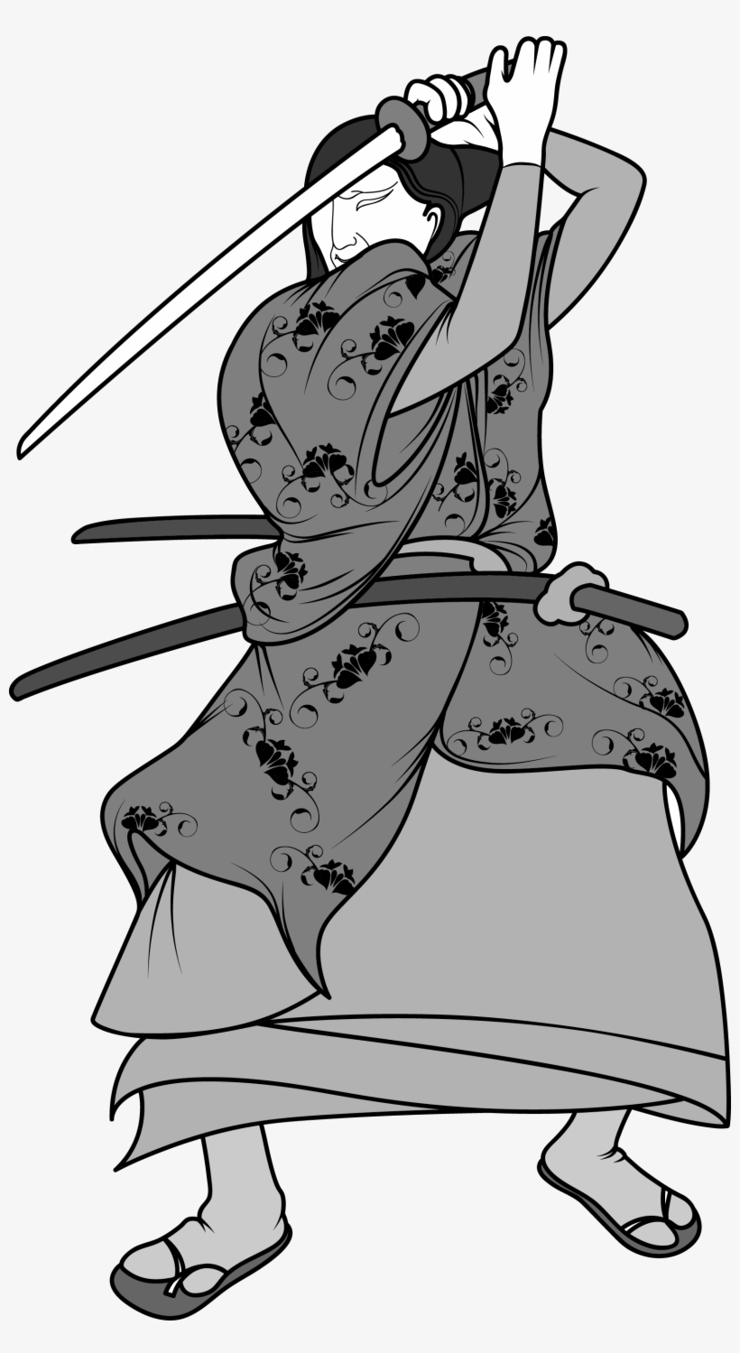 Black And White Warrior Drawing Clip Art - Ancient Japanese Ronin Clipart Transparent, transparent png download