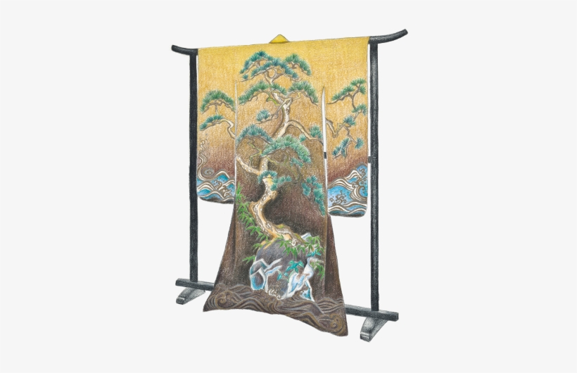 Kimono Colored Pencil Drawing - Drawing, transparent png download