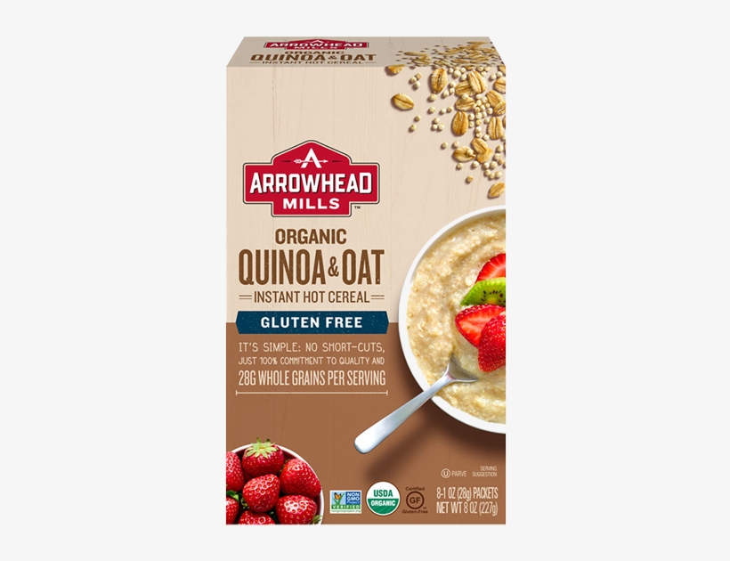 Organic Gluten Free Quinoa & Oat Instant Hot Cereal - Arrowhead Mills Organic Quinoa And Oats, transparent png download