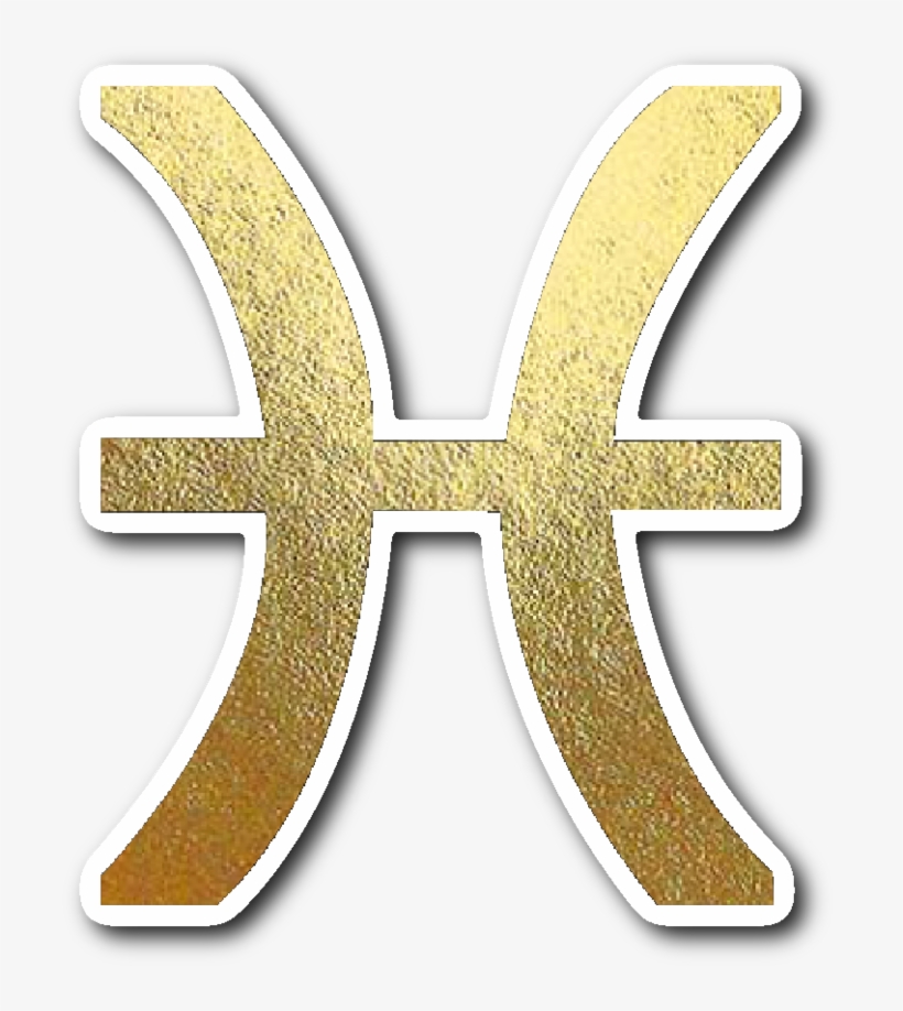 Pisces Gold Sign Vinyl Sticker - Pisces Symbol Gold, transparent png download