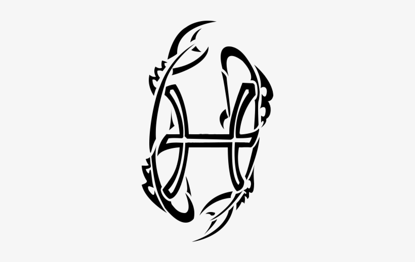 Black And White New Pisces Zodiac Tattoo Design - Zodiac, transparent png download