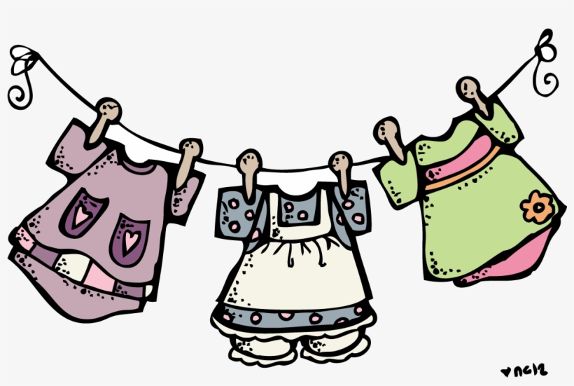 Girl Clothesline Cliparts - Clothesline Clipart Black And White, transparent png download