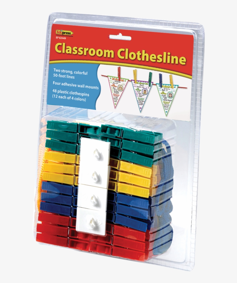Tcr62449 Classroom Clothesline Image - Edupress Ep-2449bn Classroom Clothesline With Clothespins,, transparent png download