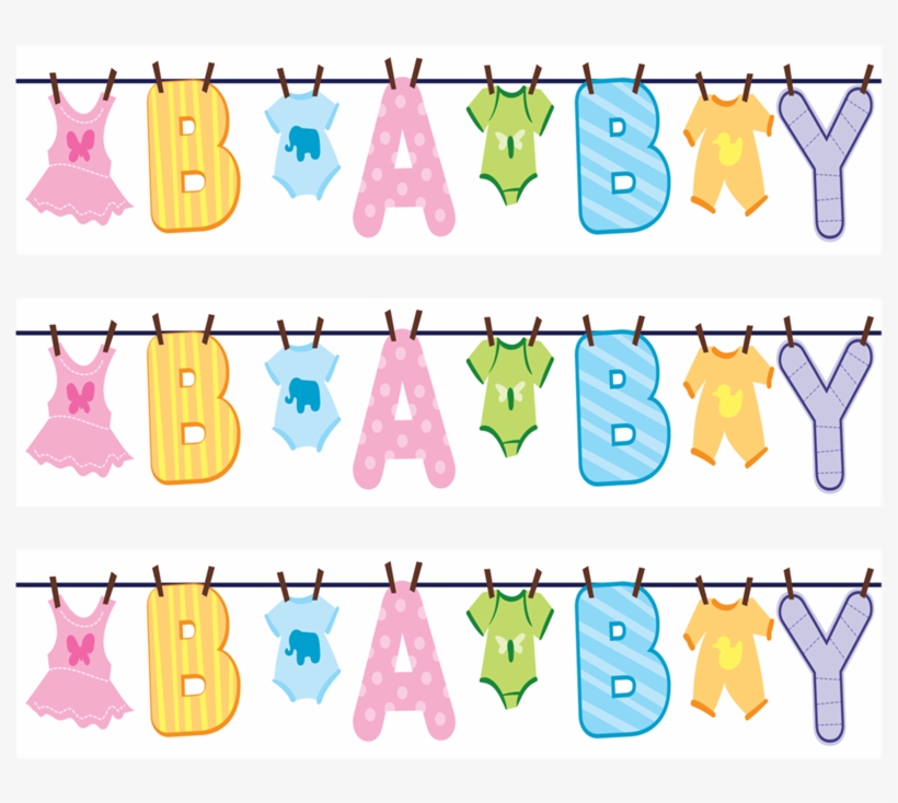 Baby Clothesline - Image Strips - Baby Shower Clothesline Edible Cake Border Decoration, transparent png download