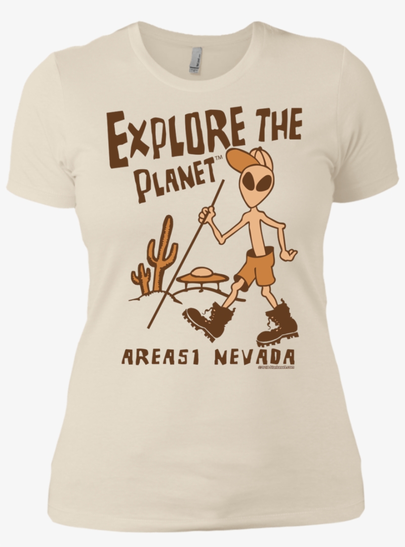 Explore The Planet Premium Ladies Ufo Alien T-shirt - Marimba, transparent png download