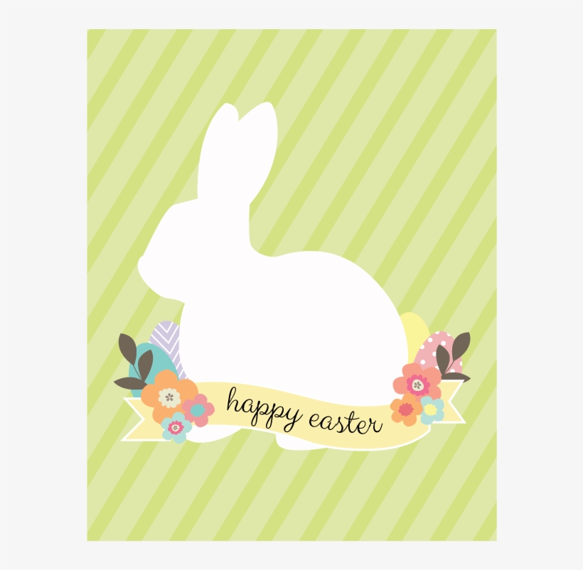 Easter Bunny Print Green Display - Domestic Rabbit, transparent png download