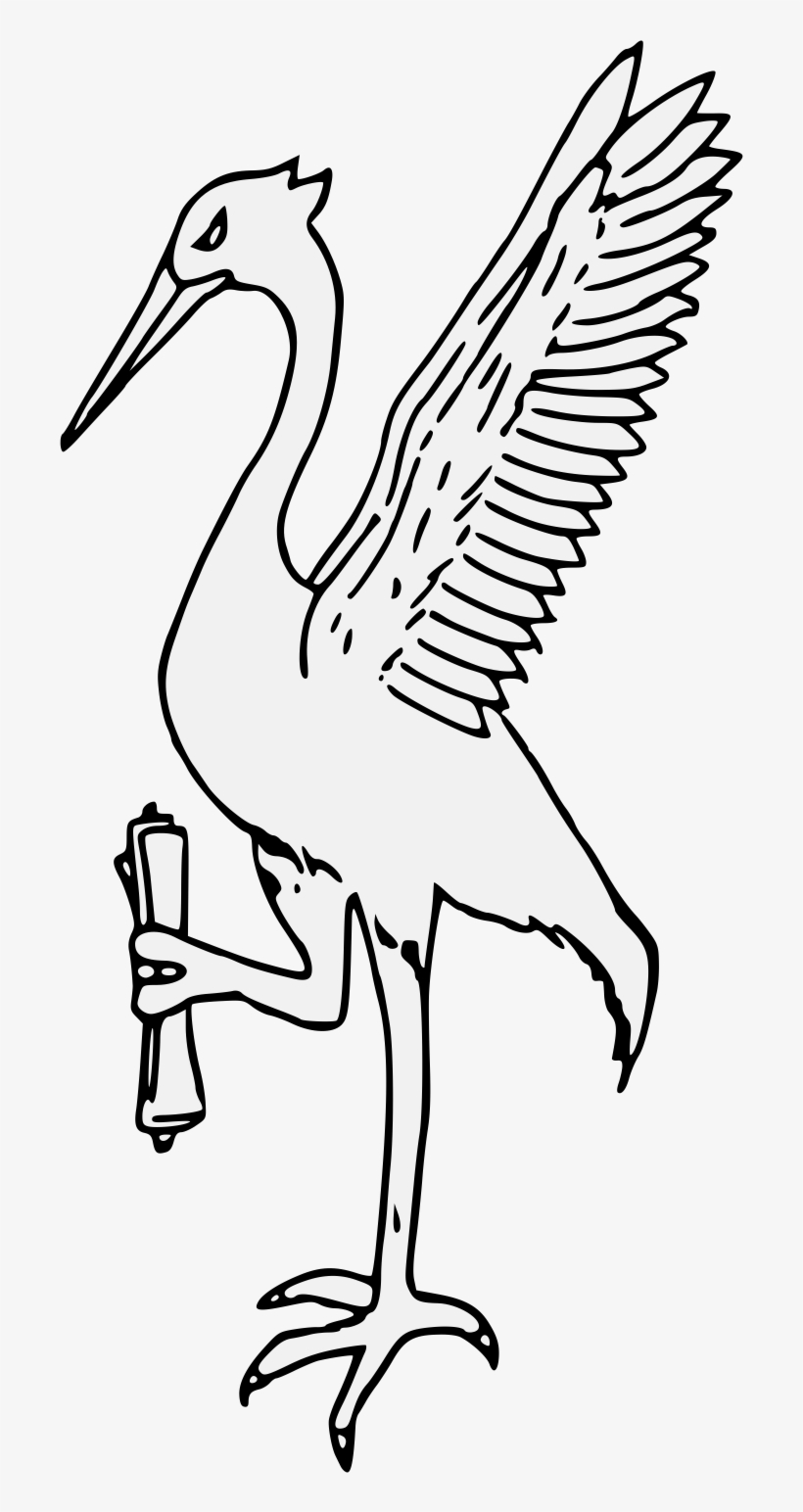 Crane Addorsed Maintaining A Scroll - Water Bird, transparent png download