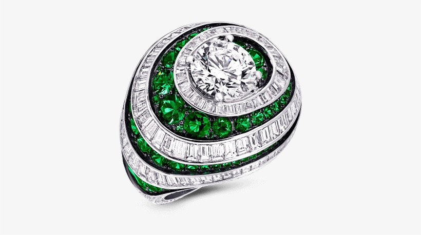 A Graff Emerald And Diamond Swirl Baguette Ring Featuring - Graff Ruby Ring, transparent png download