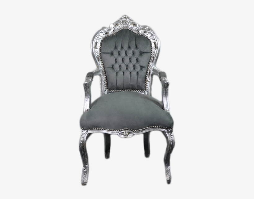 Dining Armchair Silver Frame, Grey Velvet - Baroque, transparent png download