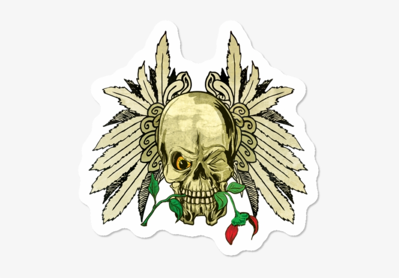 Skull With Wings And Dead Rose - Skull, transparent png download