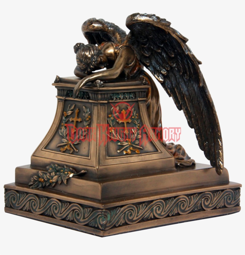 Bronze Mourning Angel Keepsake Urn - Statue, transparent png download