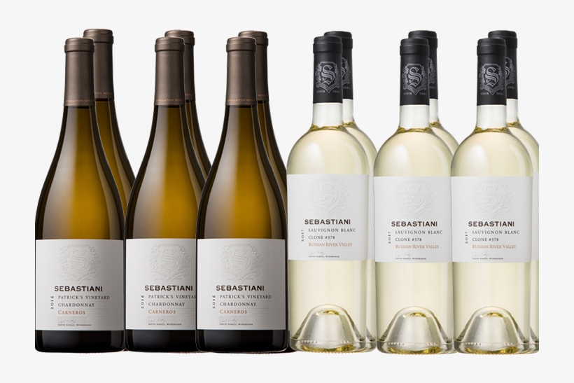 Twelve Bottles Of Sebastiani White Wines - Glass Bottle, transparent png download