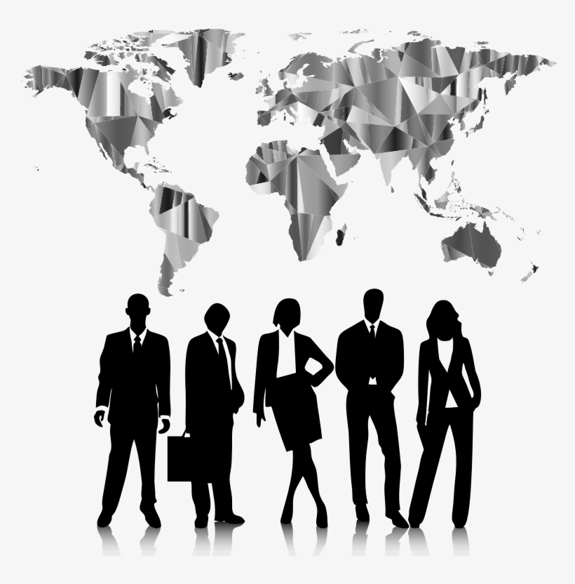 Professional People Low Poly World Map - Business People Silhouette Png, transparent png download