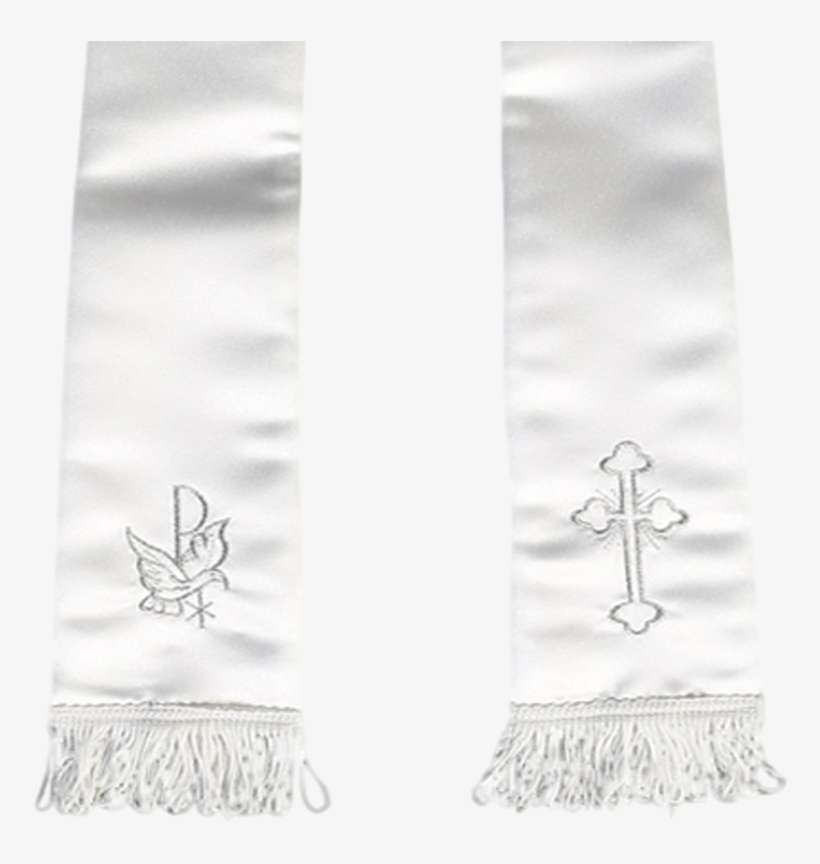 Silver Cross & Dove Embroidery Satin Christening Shawl - Cross, transparent png download
