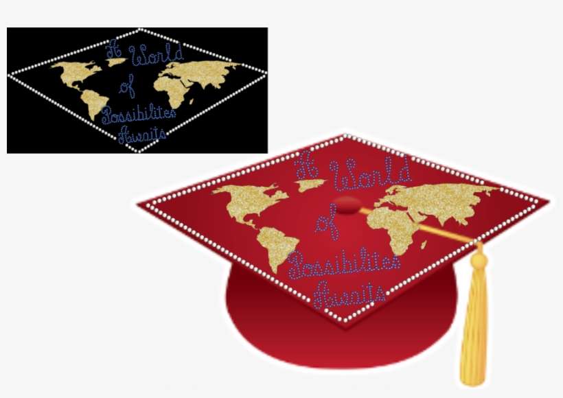 College Logo Rhinestone Graduation Cap Worlds - Craft, transparent png download