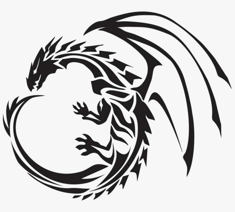 Black Tattoo Dragon Png Images - Tribal Dragon, transparent png download