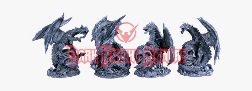 Black Dragon Statue Set - Dragon, transparent png download