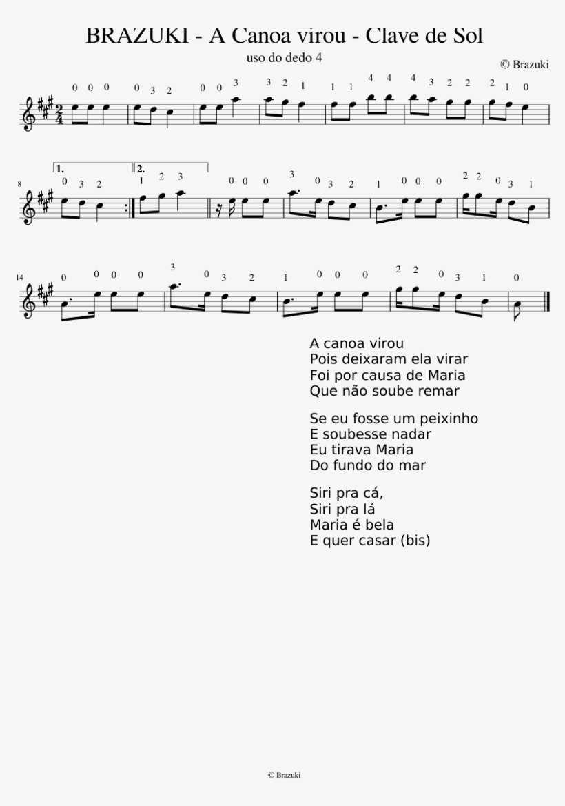 Brazuki A Canoa Virou Clave De Sol Sheet Music For - Four Seasons Spring Violin Sheet Music, transparent png download