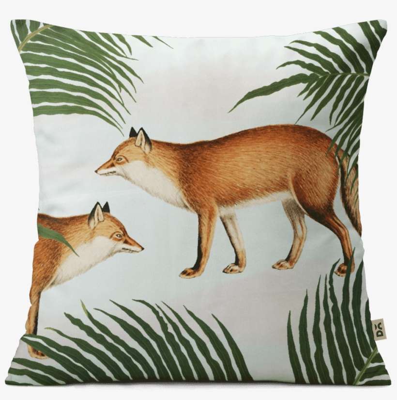 Dailyobjects Red Fox Pair 12" Cushion Cover With Cushion - Fern Leaf, transparent png download