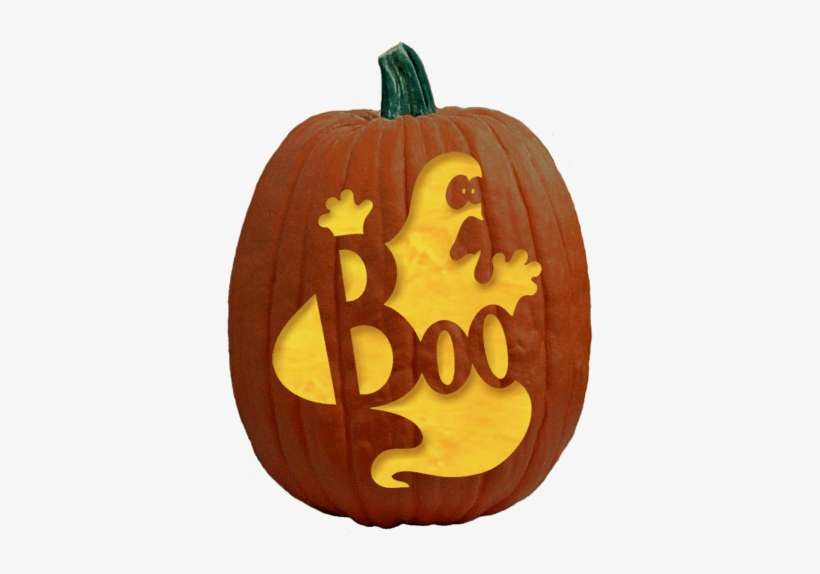 A Ghostly Greeting Pumpkin Carving Pattern - Ghost Pumpkin Carving, transparent png download