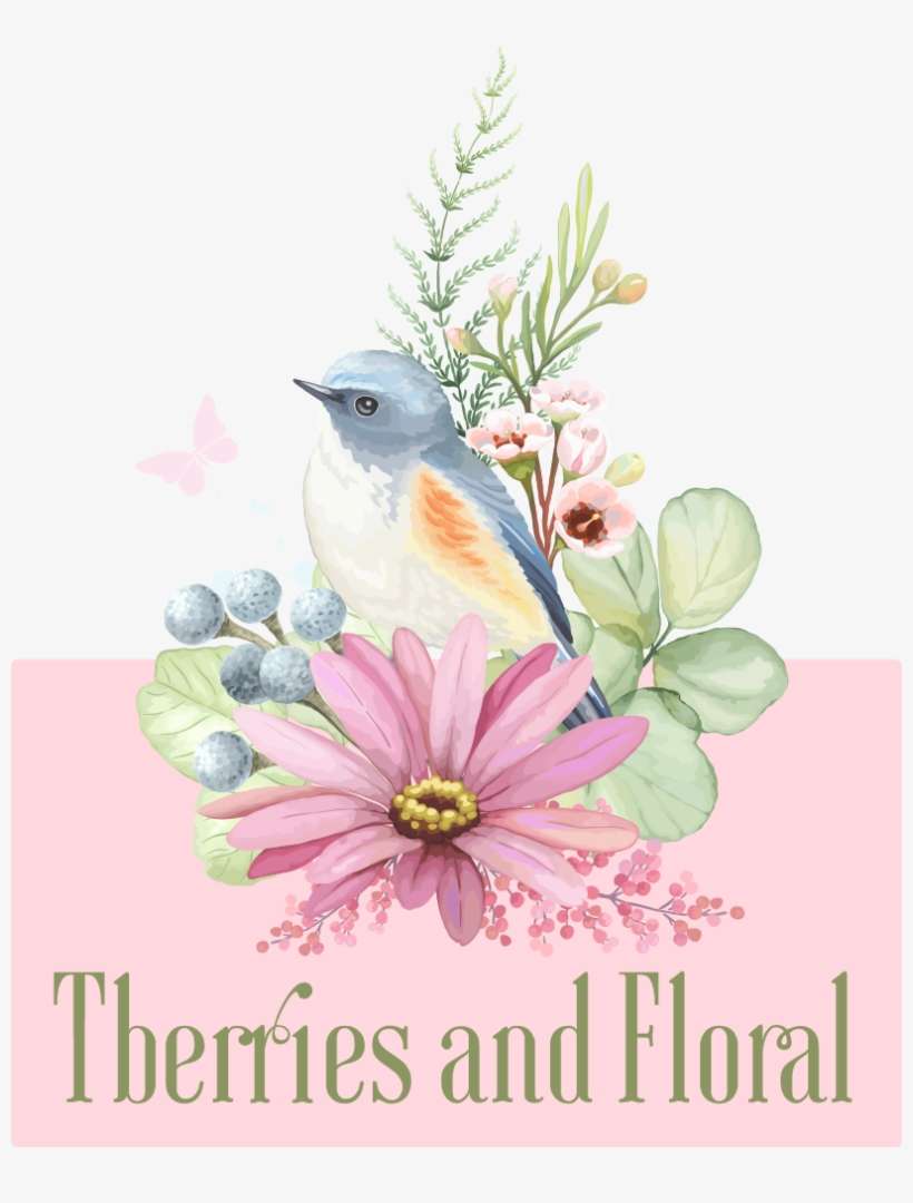 Tberries And Floral - Old World Flycatcher, transparent png download