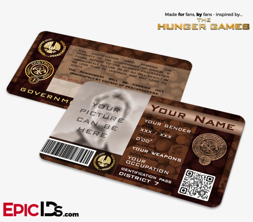The Hunger Games Inspired Panem District 7 Identification - Hunger Games District Card, transparent png download