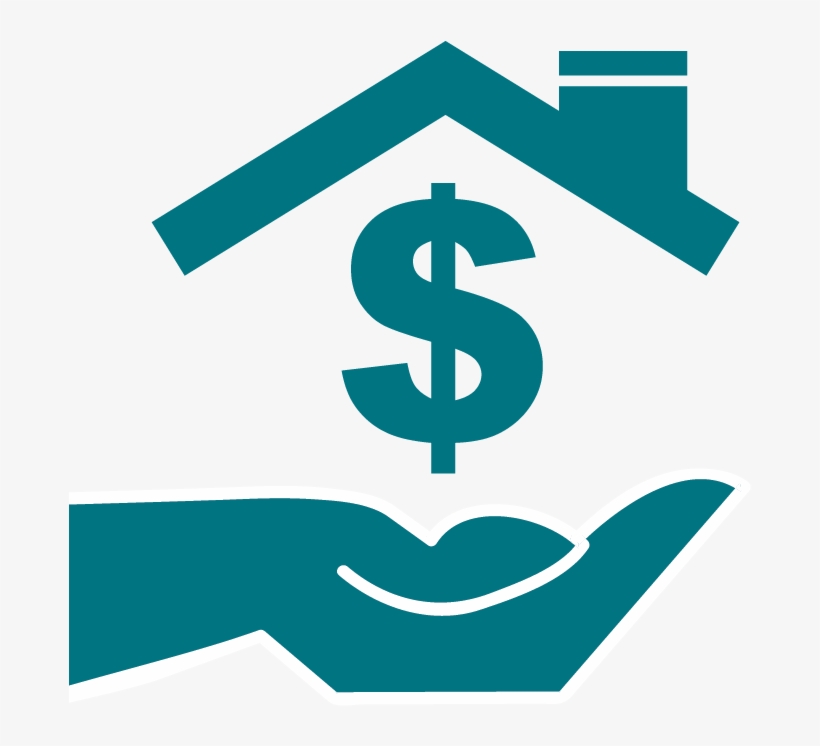 Teal Hand With Roof And A Dollar Sign Over Top Of It - Argent Interdit, transparent png download