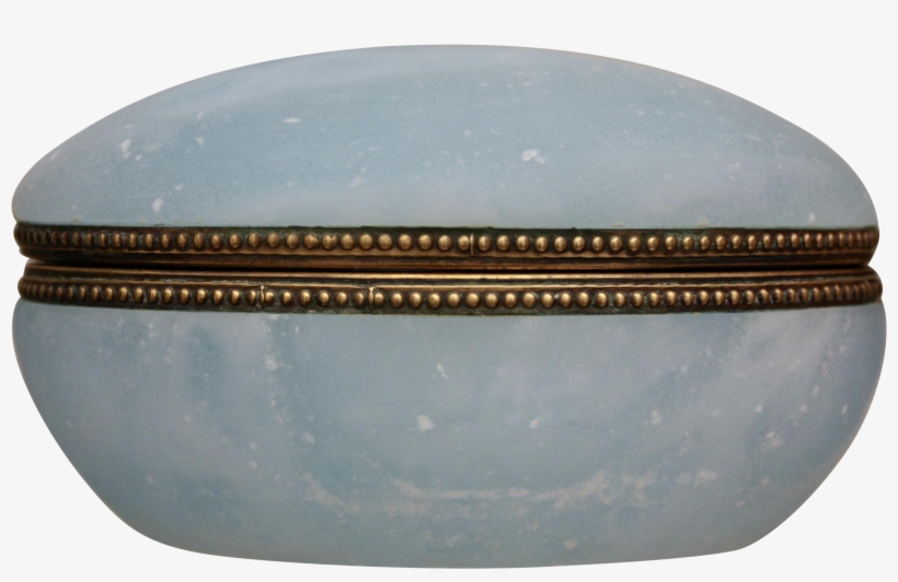 Blue Alabaster Egg Shaped Trinket Box With Brass Collar - Earthenware, transparent png download