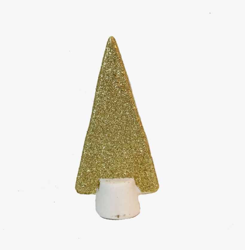 Small Gold Glitter Porcelain Christmas Tree - Christmas Tree, transparent png download