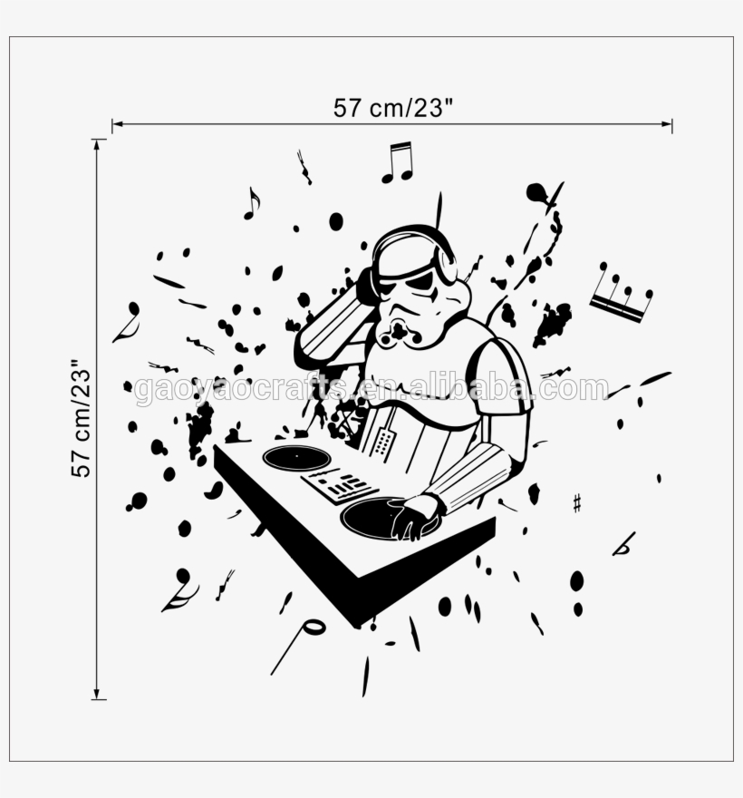 Desenhos Animados Hot Guerra Notas Musicais Adesivos - Stormtrooper Dj, transparent png download