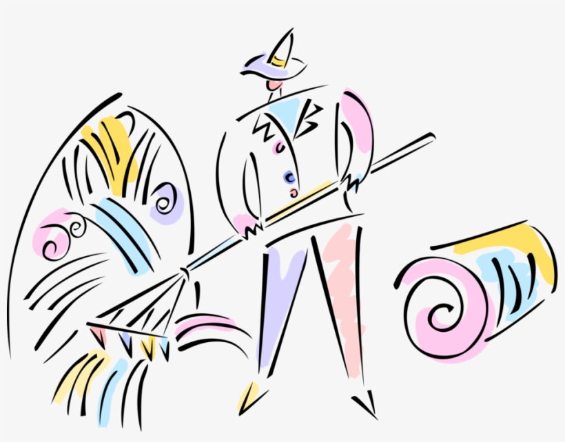 Vector Illustration Of Farmer With Rake Gathers Wheat, transparent png download