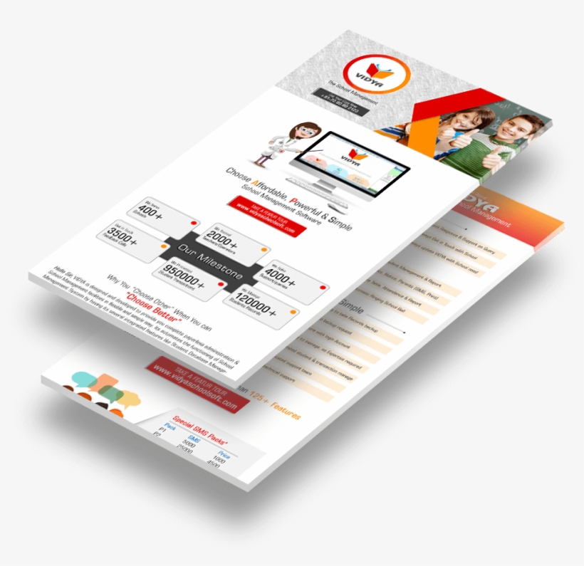 Broucher Of Vidya - Leaflet School Management Soft, transparent png download