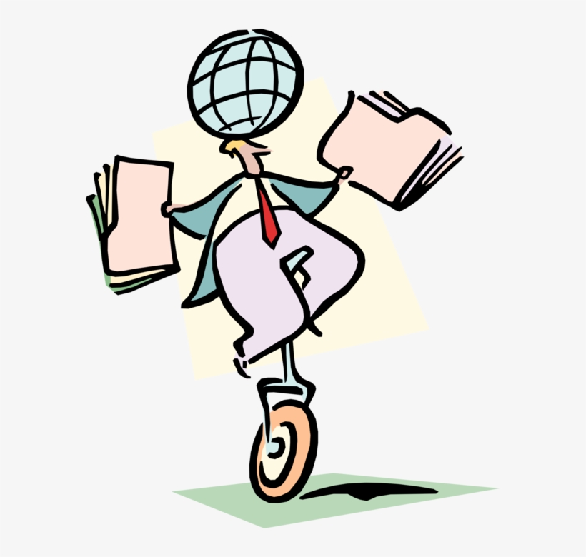 Vector Illustration Of Businessman Rides Unicycle And - Balancing Act Clipart, transparent png download