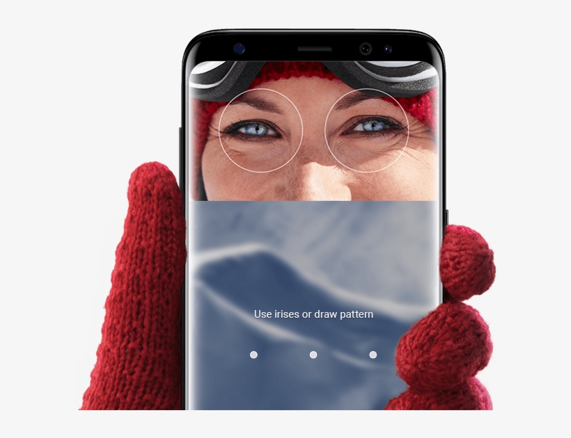 A Hand Holding Galaxy S8 With The Iris Scanner Ui And - Galaxy S8 Iris Scanner, transparent png download