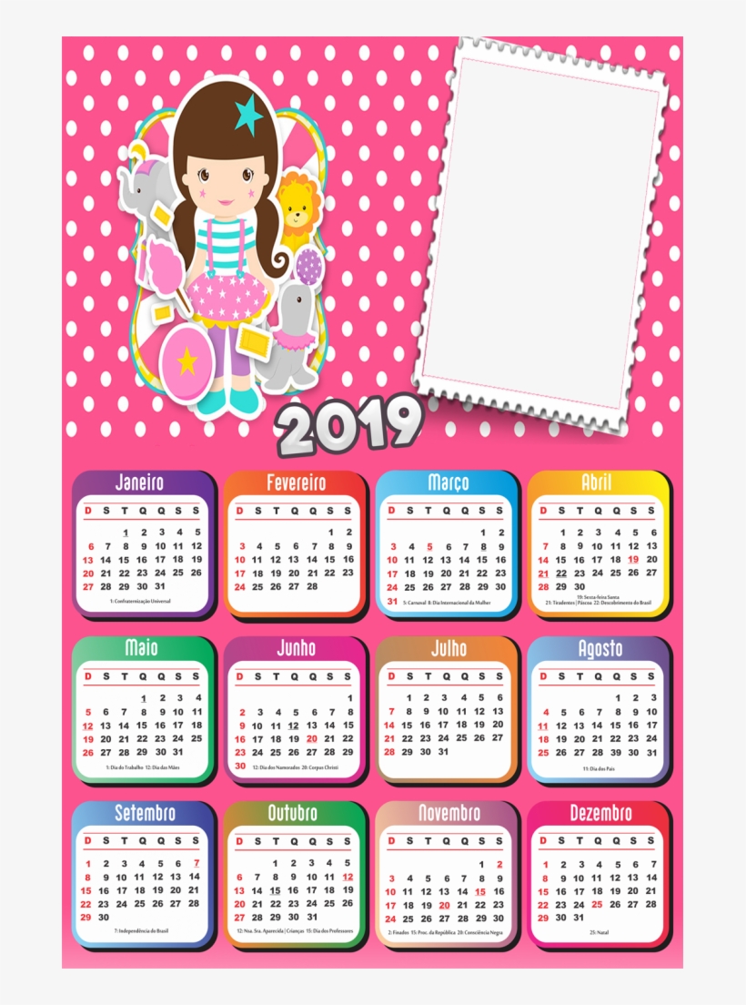 Calendário 2019 Circo Menina - Calendario 2019 Moana, transparent png download