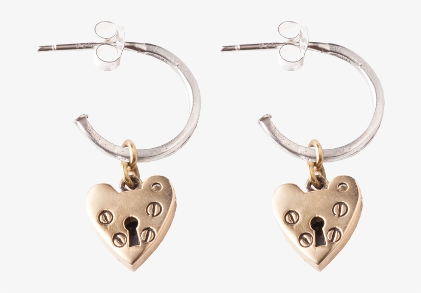 Heart Earings Brass - Earrings, transparent png download
