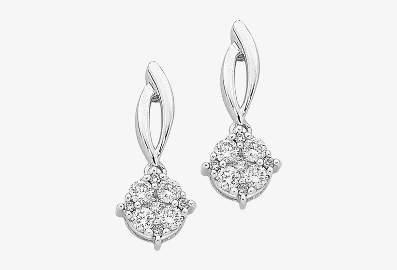 Diamond Set White Gold Earrings - Earrings, transparent png download