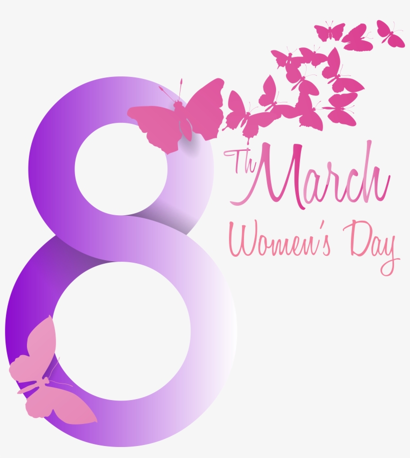 Soft Violet 8 March With Butterflies Png Clipart Image - 8 March In Violet, transparent png download