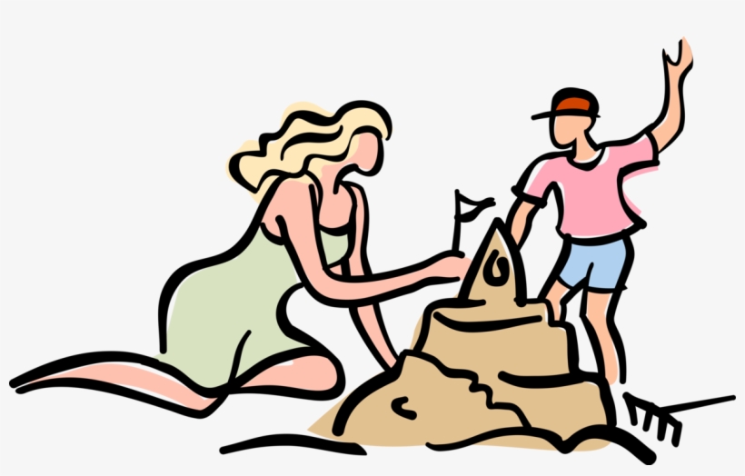 Vector Illustration Of Mother And Child Construct Sand, transparent png download