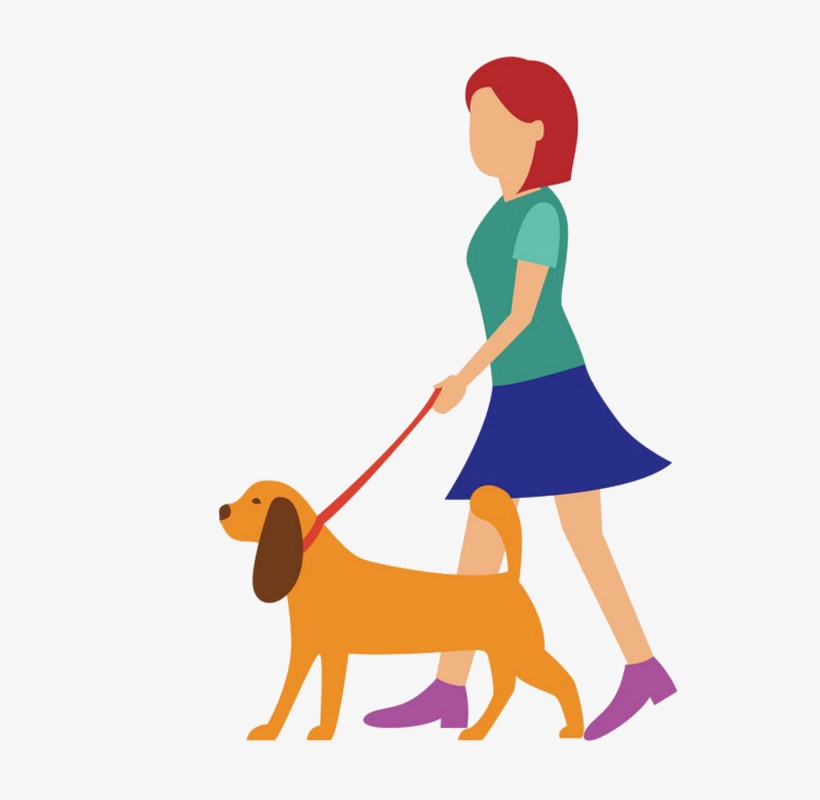 Walk Png Image File - Girl Holding A Dog Cartoon, transparent png download