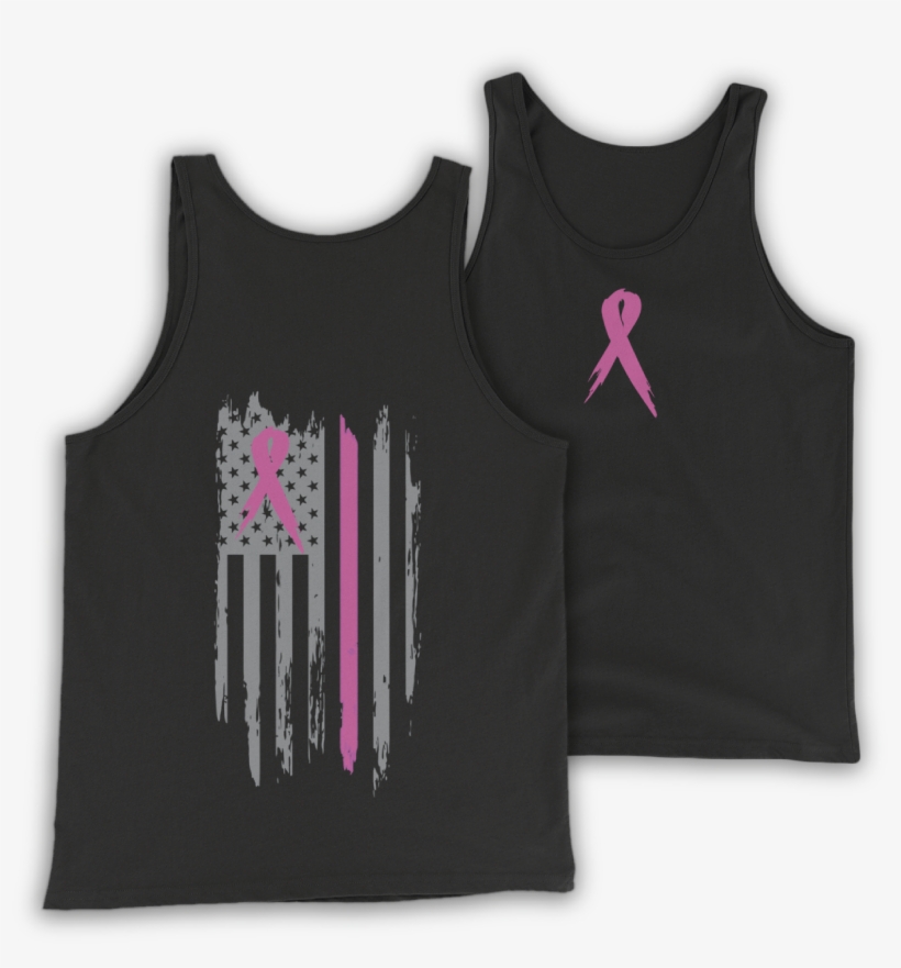 Cancer Ribbon & American Flag Tank Top, transparent png download