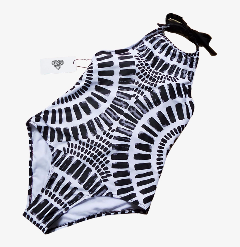 B&w One-piece Swimsuit - One-piece Swimsuit, transparent png download