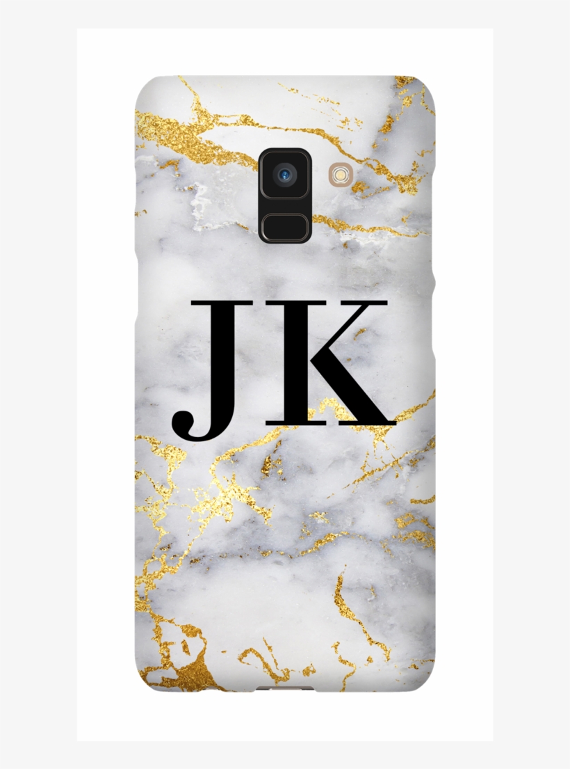 Personalised White X Gold Streaks Marble Initials Samsung - Mobile Phone Case, transparent png download