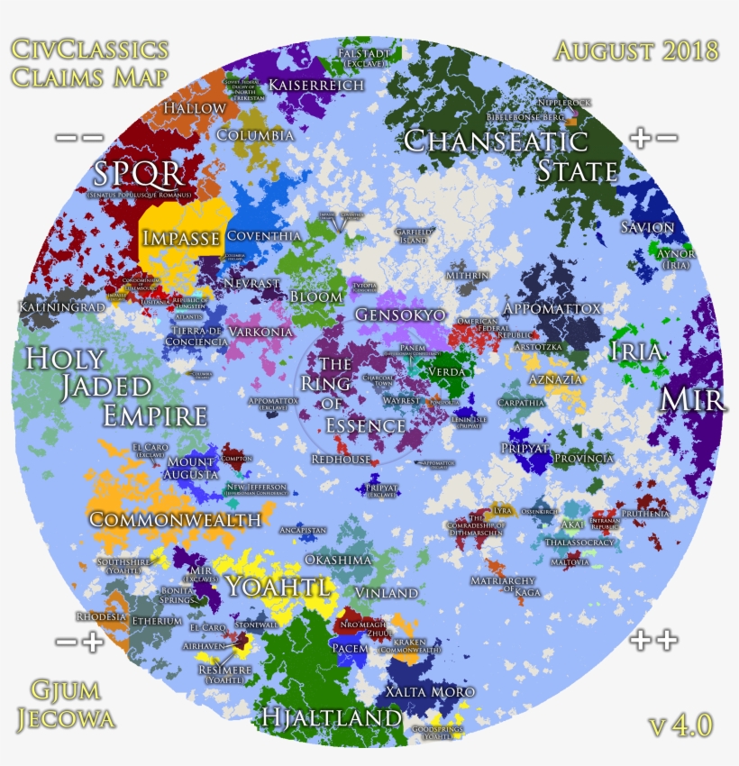 Blank World Map - Civclassics Claims Map, transparent png download