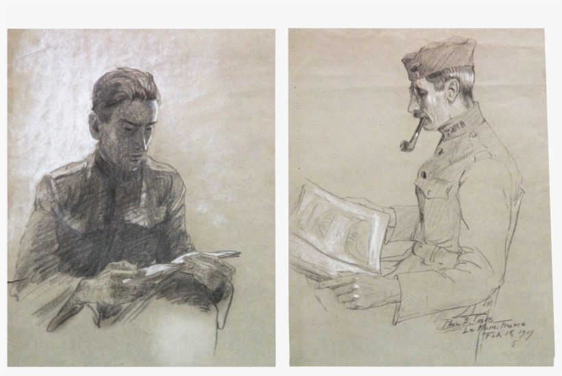 Png Transparent Download Soldier Portraits A Pair Chairish - Sketch, transparent png download