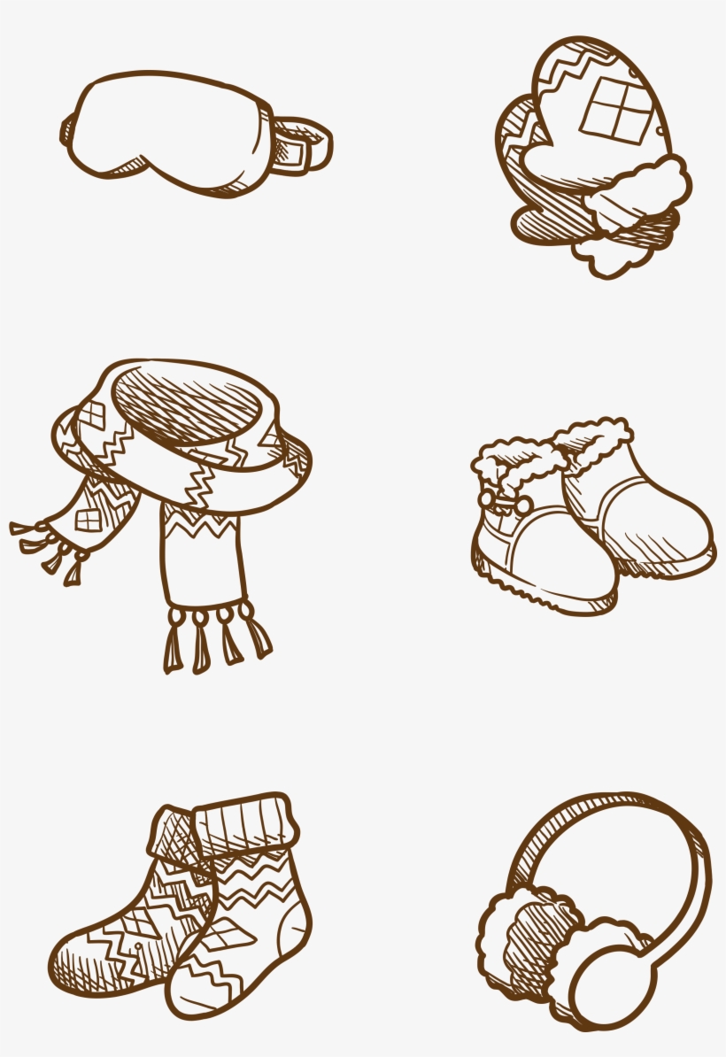 Winter Clothing Cartoon Hand Drawn Png And Psd - Illustration, transparent png download