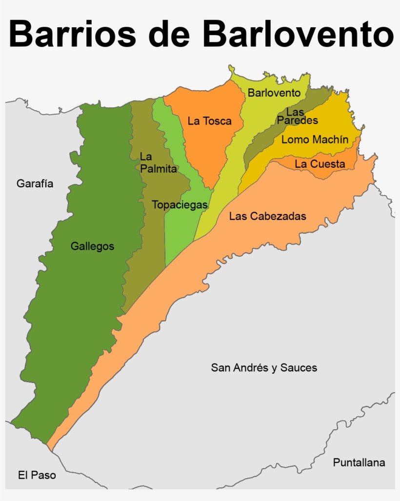 Mapa Barrios De Barlovento - Map, transparent png download