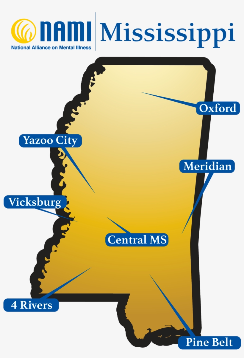 Nami Mississippi Affiliate Map V1 Transparent Background - National Alliance On Mental Illness, transparent png download